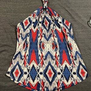 Large Strapless Halter Tank Top with Circle Detail at Chest